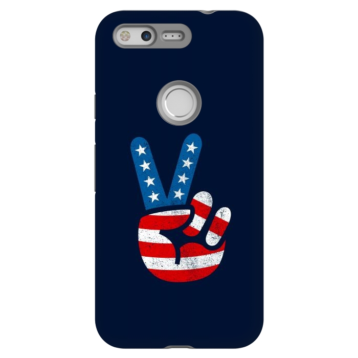 Pixel StrongFit Peace Love Hand USA Flag Vintage Solid 2 by Vó Maria