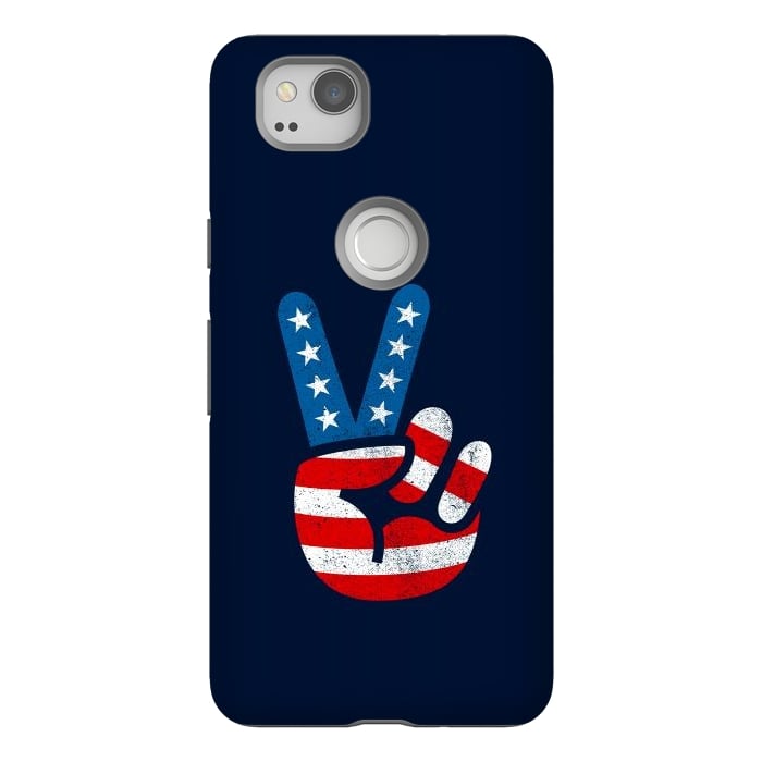 Pixel 2 StrongFit Peace Love Hand USA Flag Vintage Solid 2 by Vó Maria