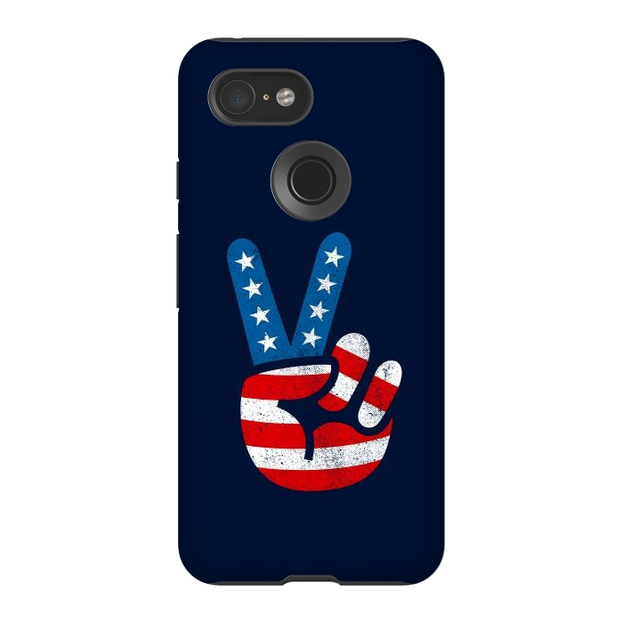 Pixel 3 StrongFit Peace Love Hand USA Flag Vintage Solid 2 by Vó Maria