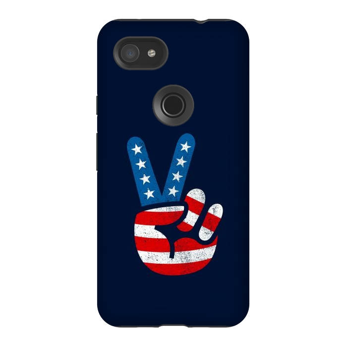 Pixel 3AXL StrongFit Peace Love Hand USA Flag Vintage Solid 2 by Vó Maria