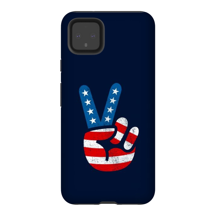 Pixel 4XL StrongFit Peace Love Hand USA Flag Vintage Solid 2 by Vó Maria