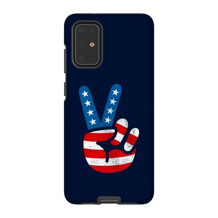 Galaxy S20 Plus StrongFit Peace Love Hand USA Flag Vintage Solid 2 by Vó Maria