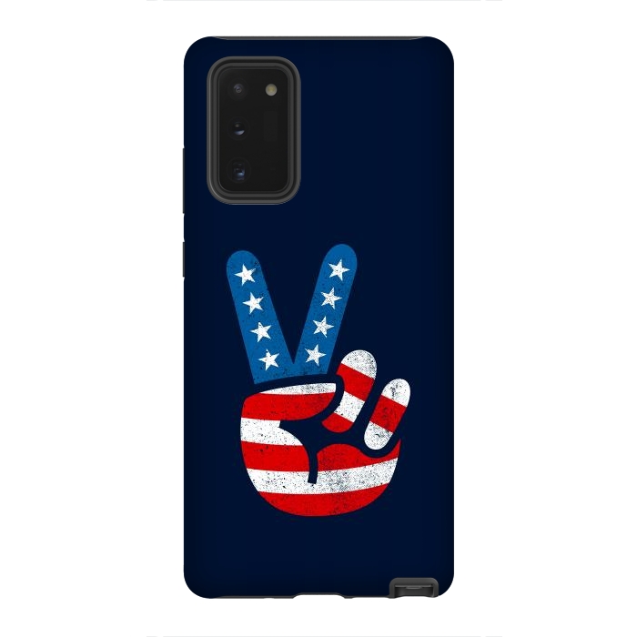 Galaxy Note 20 StrongFit Peace Love Hand USA Flag Vintage Solid 2 by Vó Maria