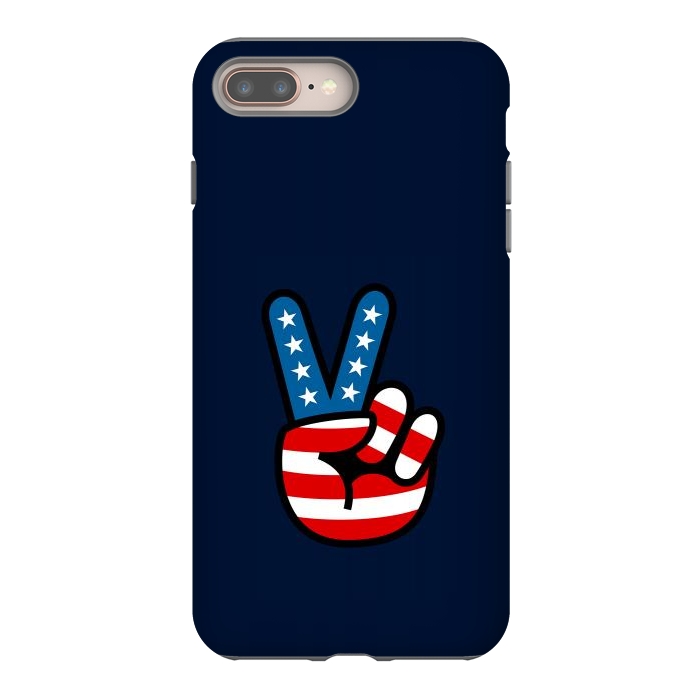 iPhone 7 plus StrongFit Peace Love Hand USA Flag Vintage Solid 3 by Vó Maria