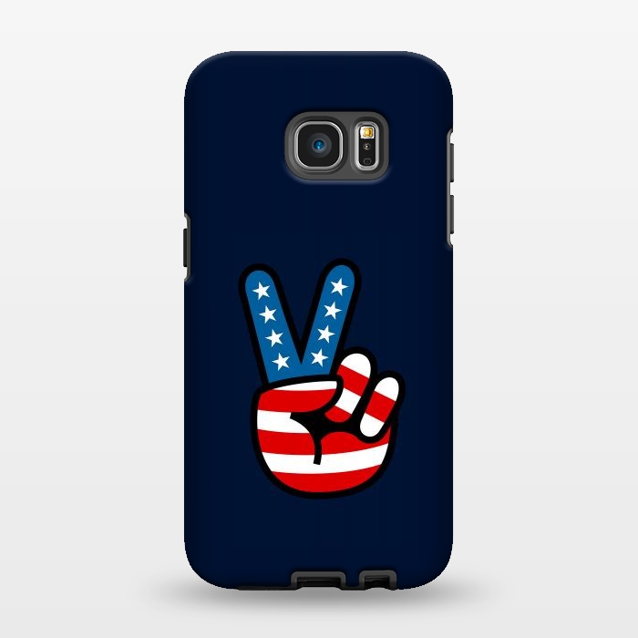 Galaxy S7 EDGE StrongFit Peace Love Hand USA Flag Vintage Solid 3 by Vó Maria