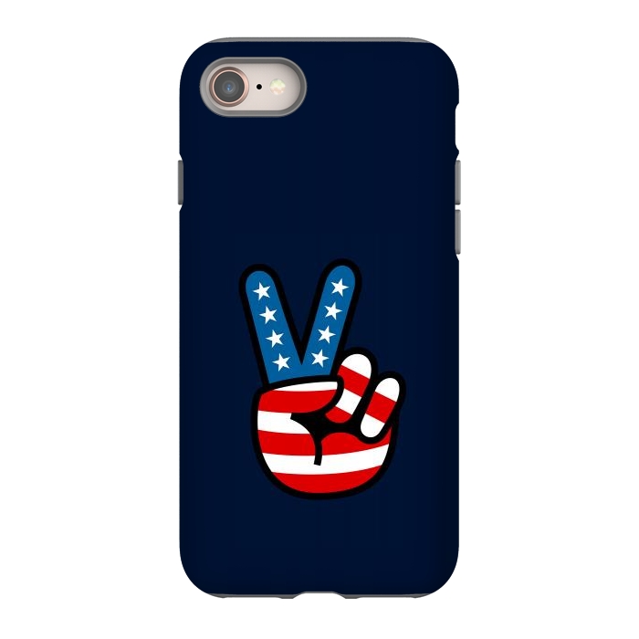iPhone 8 StrongFit Peace Love Hand USA Flag Vintage Solid 3 by Vó Maria