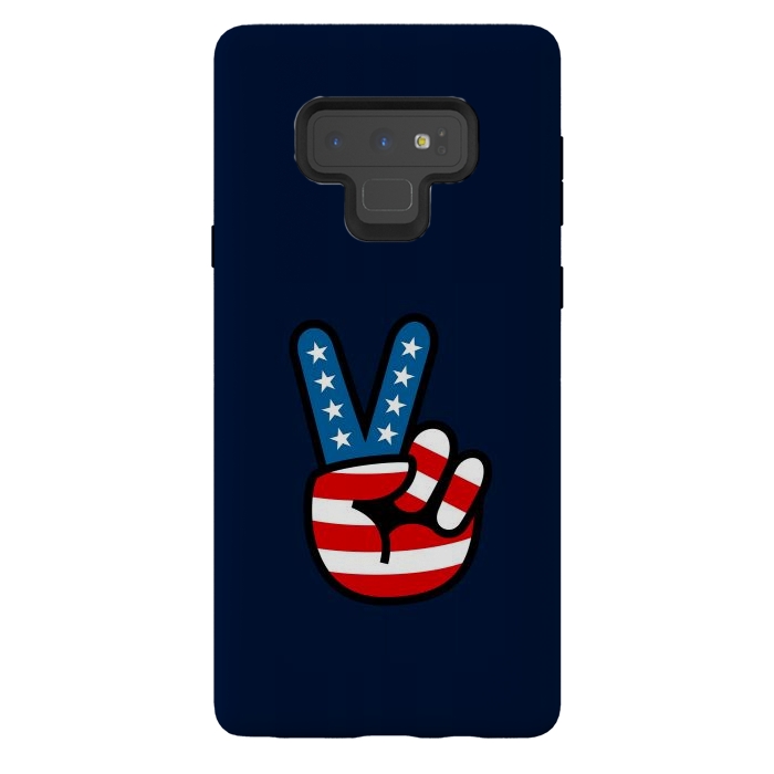 Galaxy Note 9 StrongFit Peace Love Hand USA Flag Vintage Solid 3 by Vó Maria