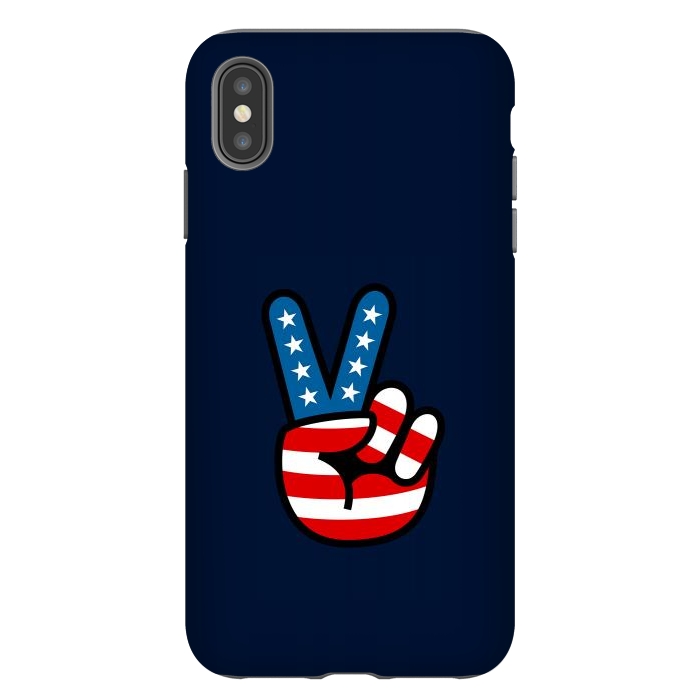 iPhone Xs Max StrongFit Peace Love Hand USA Flag Vintage Solid 3 by Vó Maria