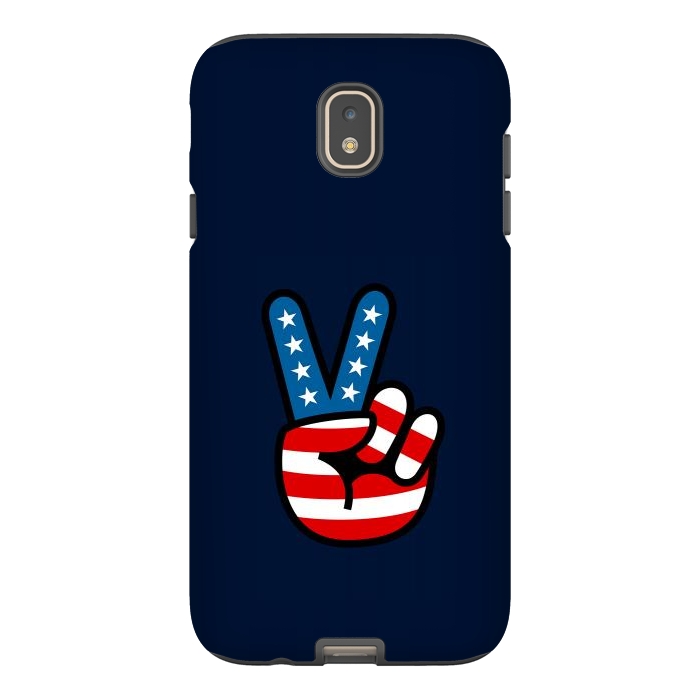 Galaxy J7 StrongFit Peace Love Hand USA Flag Vintage Solid 3 by Vó Maria