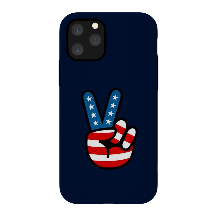 iPhone 11 Pro StrongFit Peace Love Hand USA Flag Vintage Solid 3 by Vó Maria