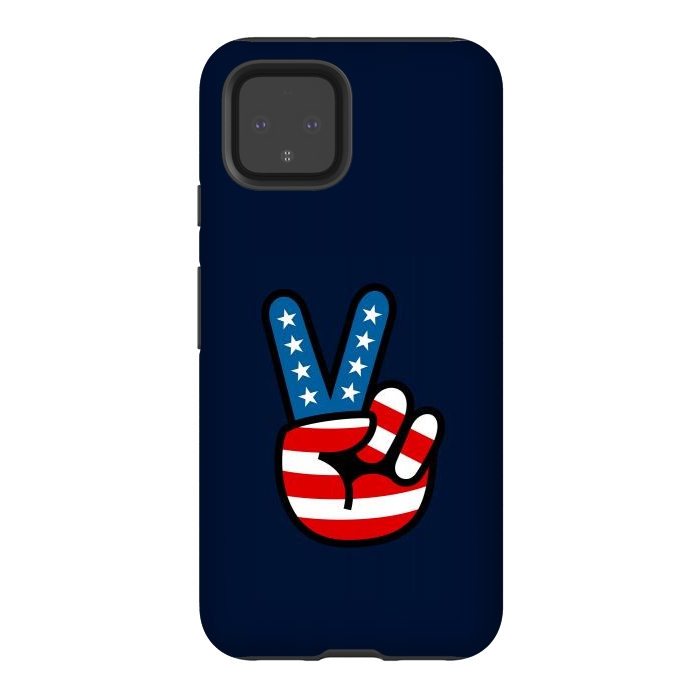 Pixel 4 StrongFit Peace Love Hand USA Flag Vintage Solid 3 by Vó Maria