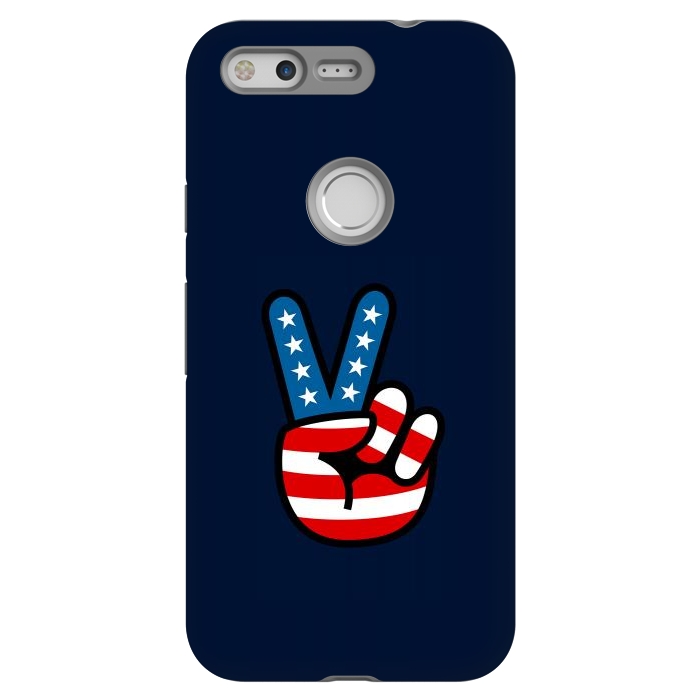 Pixel StrongFit Peace Love Hand USA Flag Vintage Solid 3 by Vó Maria