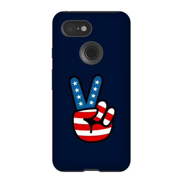 Pixel 3 StrongFit Peace Love Hand USA Flag Vintage Solid 3 by Vó Maria