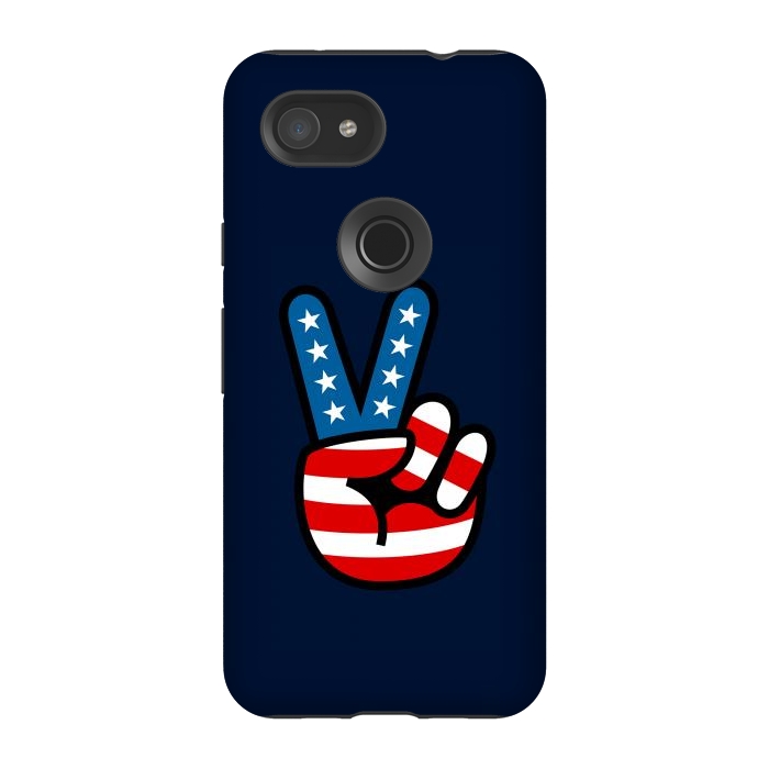 Pixel 3A StrongFit Peace Love Hand USA Flag Vintage Solid 3 by Vó Maria