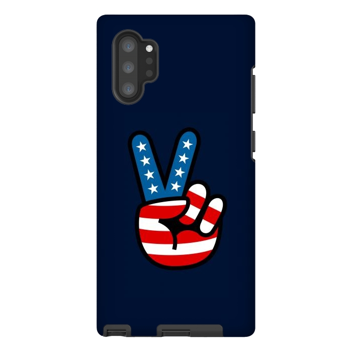 Galaxy Note 10 plus StrongFit Peace Love Hand USA Flag Vintage Solid 3 by Vó Maria