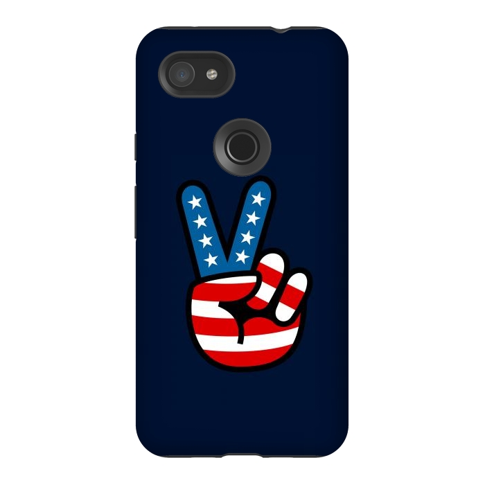 Pixel 3AXL StrongFit Peace Love Hand USA Flag Vintage Solid 3 by Vó Maria