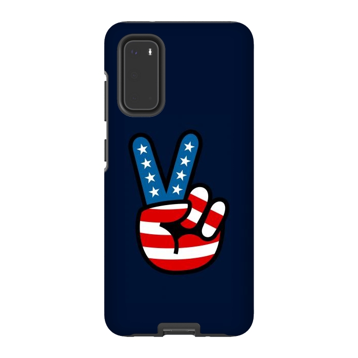 Galaxy S20 StrongFit Peace Love Hand USA Flag Vintage Solid 3 by Vó Maria