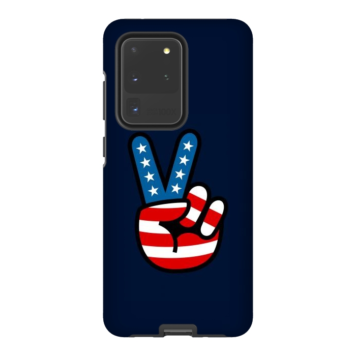 Galaxy S20 Ultra StrongFit Peace Love Hand USA Flag Vintage Solid 3 by Vó Maria