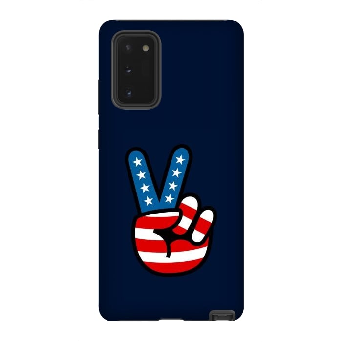 Galaxy Note 20 StrongFit Peace Love Hand USA Flag Vintage Solid 3 by Vó Maria
