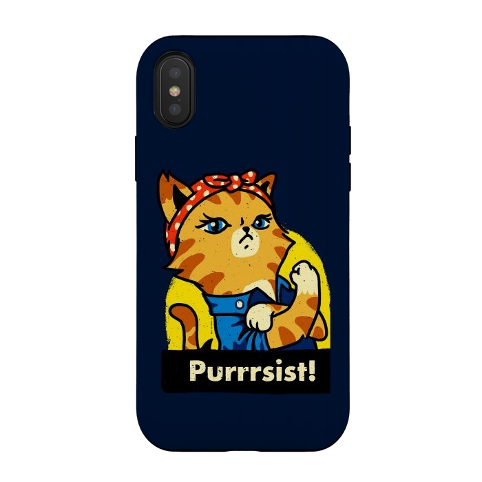iPhone Xs / X StrongFit Purrsist! We Can Do It Cat Lovers by Vó Maria