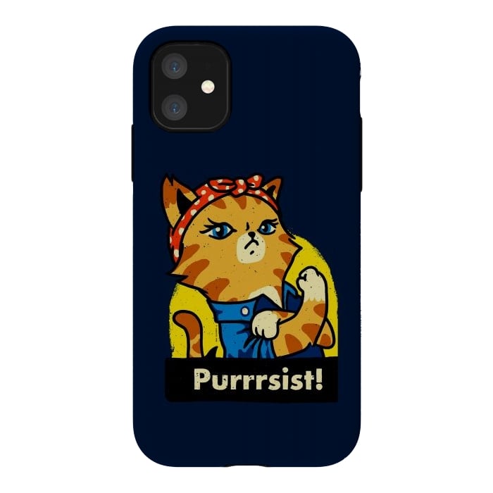 iPhone 11 StrongFit Purrsist! We Can Do It Cat Lovers by Vó Maria