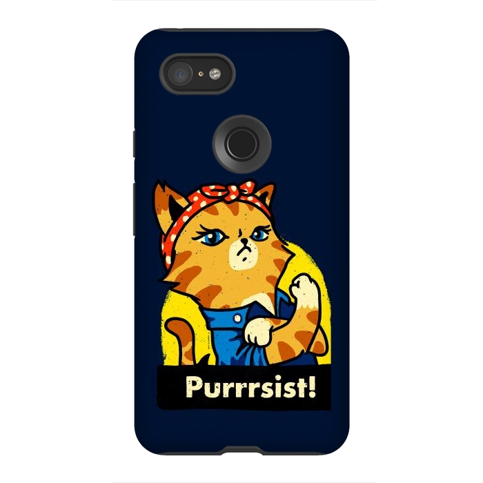 Pixel 3XL StrongFit Purrsist! We Can Do It Cat Lovers by Vó Maria