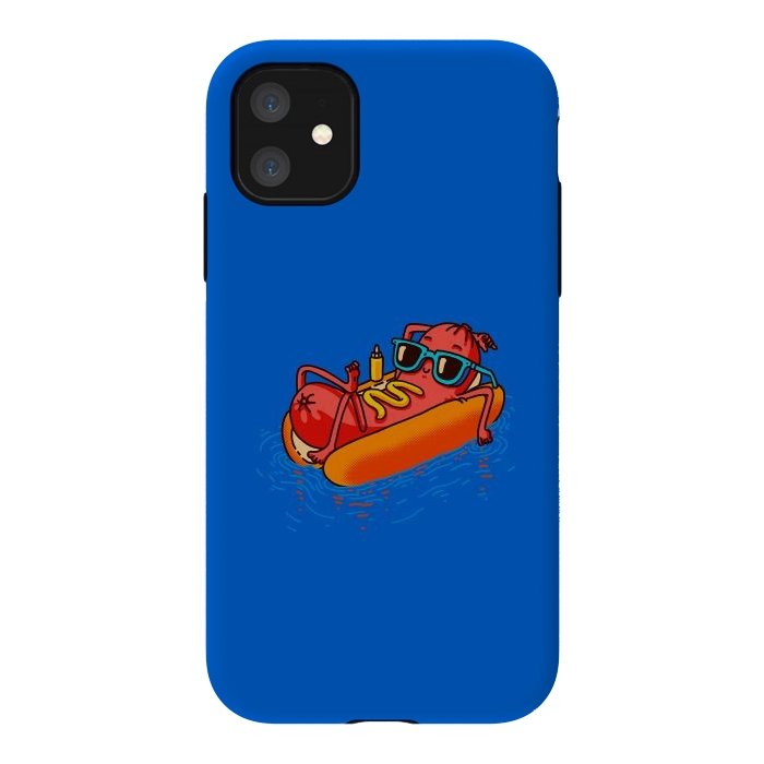 iPhone 11 StrongFit Hot Dog Summer Vacation Swimming Pool by Vó Maria