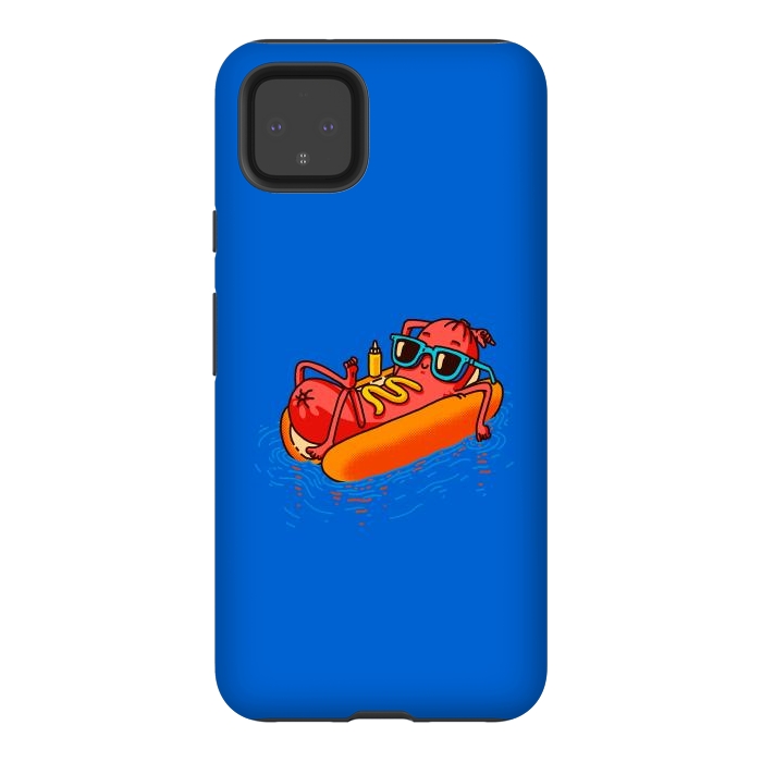 Pixel 4XL StrongFit Hot Dog Summer Vacation Swimming Pool by Vó Maria