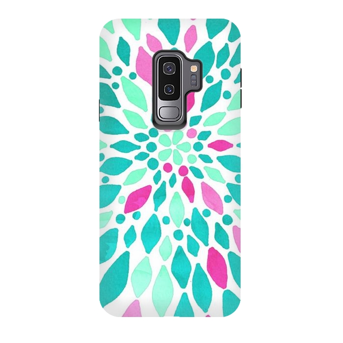 Galaxy S9 plus StrongFit Radiant Dahlia - Pink & Teal by Tangerine-Tane