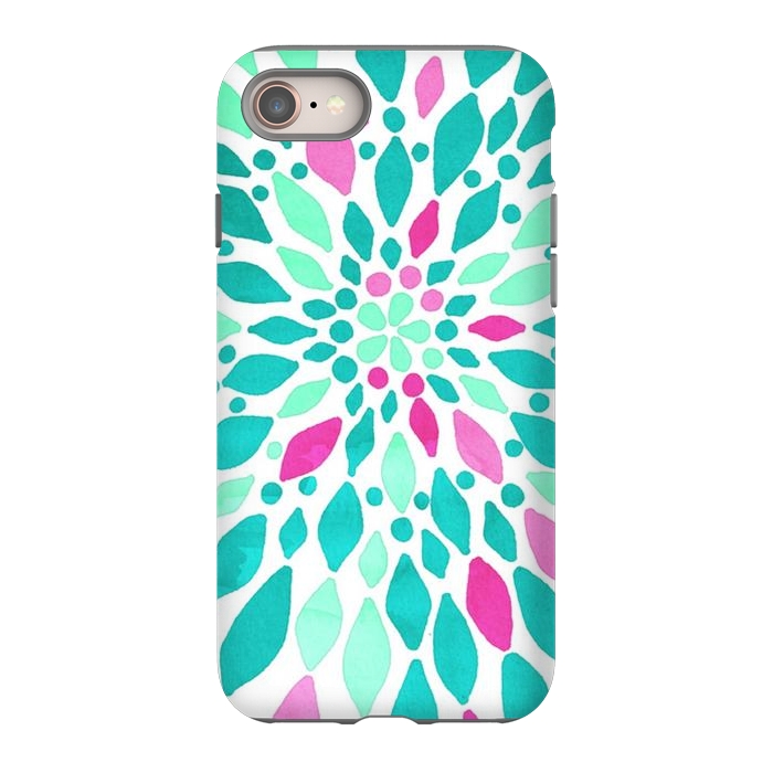iPhone 8 StrongFit Radiant Dahlia - Pink & Teal by Tangerine-Tane