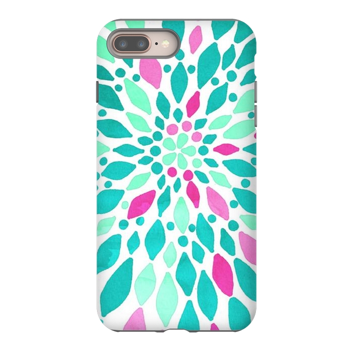iPhone 8 plus StrongFit Radiant Dahlia - Pink & Teal by Tangerine-Tane