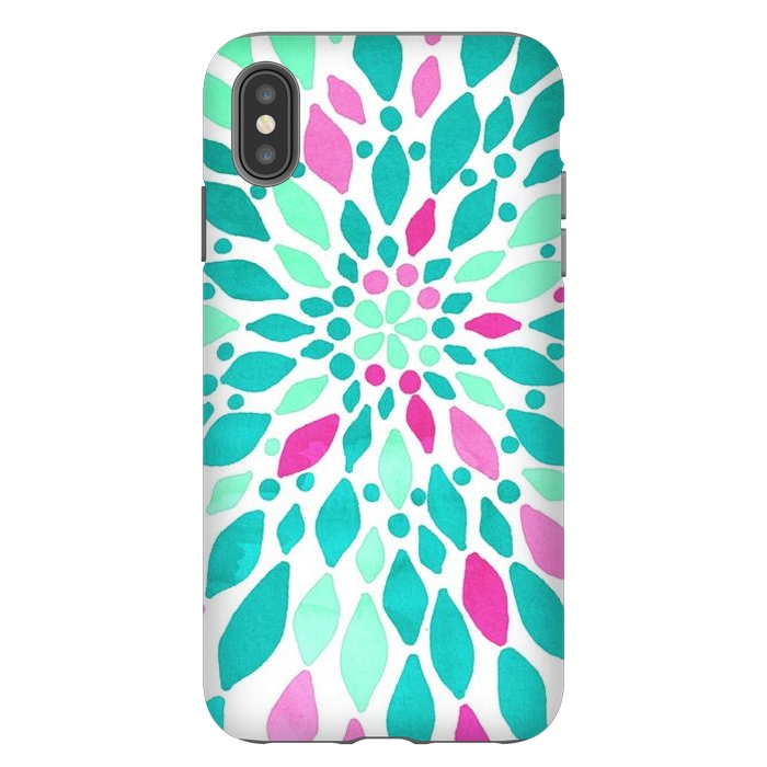 iPhone Xs Max StrongFit Radiant Dahlia - Pink & Teal by Tangerine-Tane