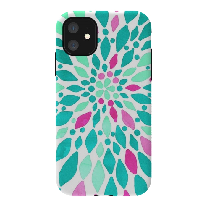 iPhone 11 StrongFit Radiant Dahlia - Pink & Teal by Tangerine-Tane