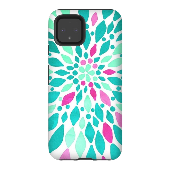 Pixel 4 StrongFit Radiant Dahlia - Pink & Teal by Tangerine-Tane