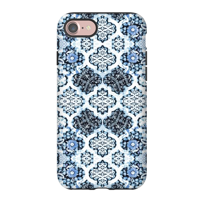 iPhone 7 StrongFit Blue white Moroccan decorative mosaic by Oana 