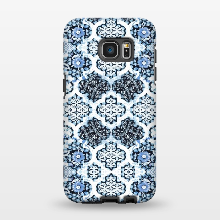 Galaxy S7 EDGE StrongFit Blue white Moroccan decorative mosaic by Oana 