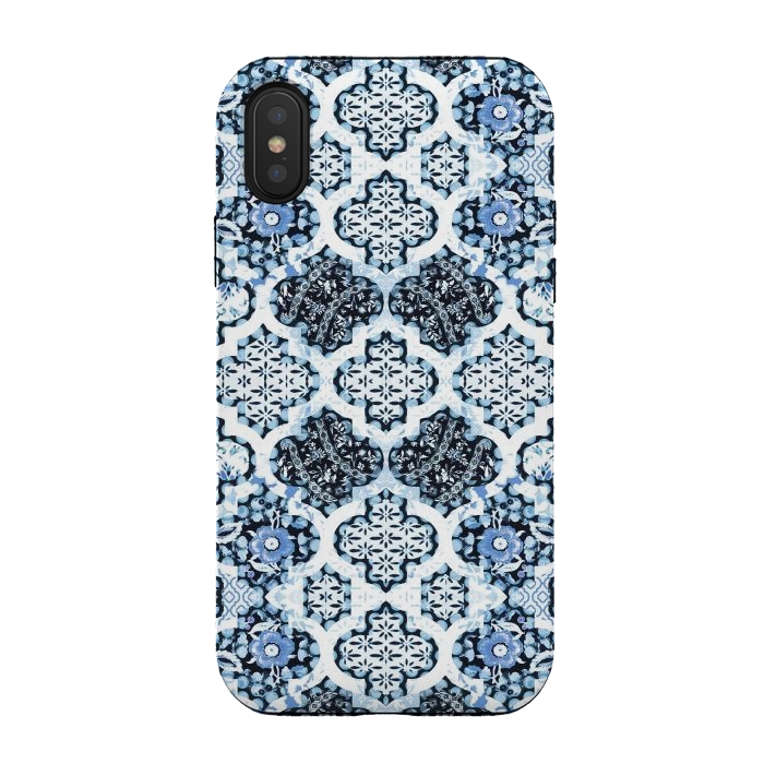 iPhone Xs / X StrongFit Blue white Moroccan decorative mosaic by Oana 
