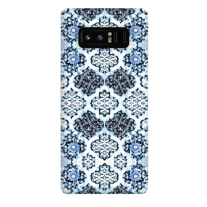 Galaxy Note 8 StrongFit Blue white Moroccan decorative mosaic by Oana 