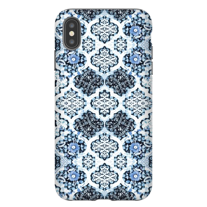 iPhone Xs Max StrongFit Blue white Moroccan decorative mosaic by Oana 