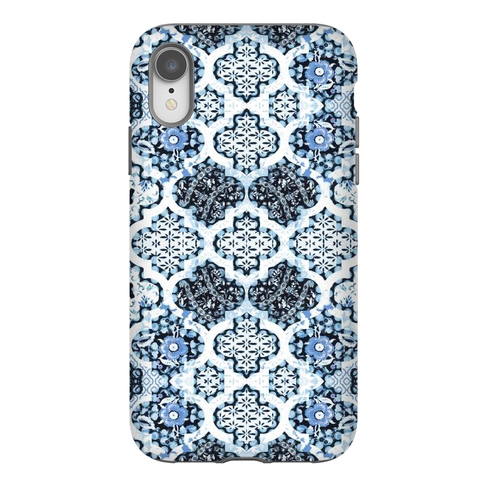 iPhone Xr StrongFit Blue white Moroccan decorative mosaic by Oana 