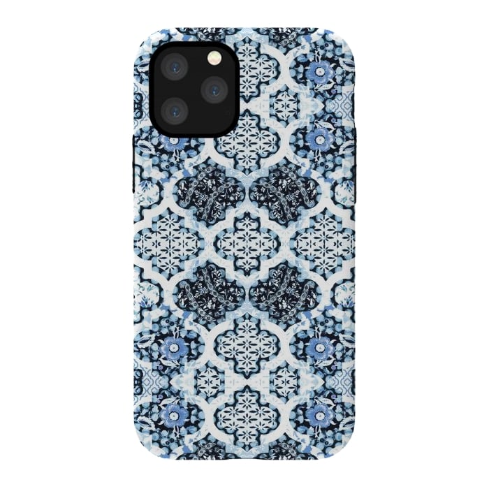 iPhone 11 Pro StrongFit Blue white Moroccan decorative mosaic by Oana 