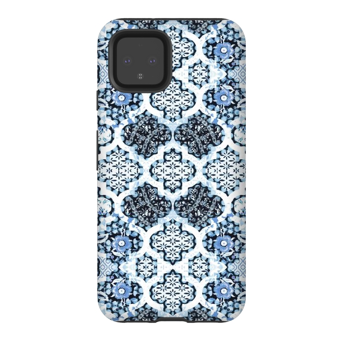Pixel 4 StrongFit Blue white Moroccan decorative mosaic by Oana 