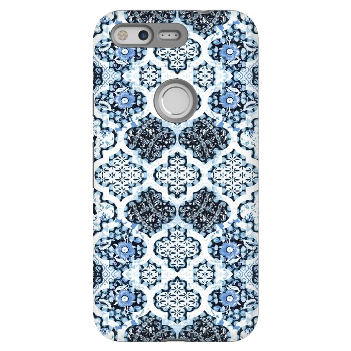 Pixel StrongFit Blue white Moroccan decorative mosaic by Oana 