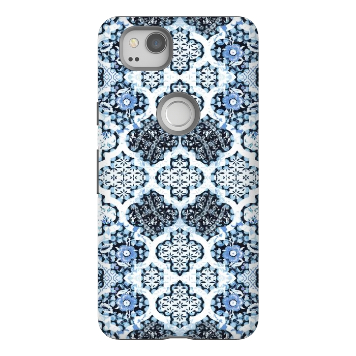 Pixel 2 StrongFit Blue white Moroccan decorative mosaic by Oana 