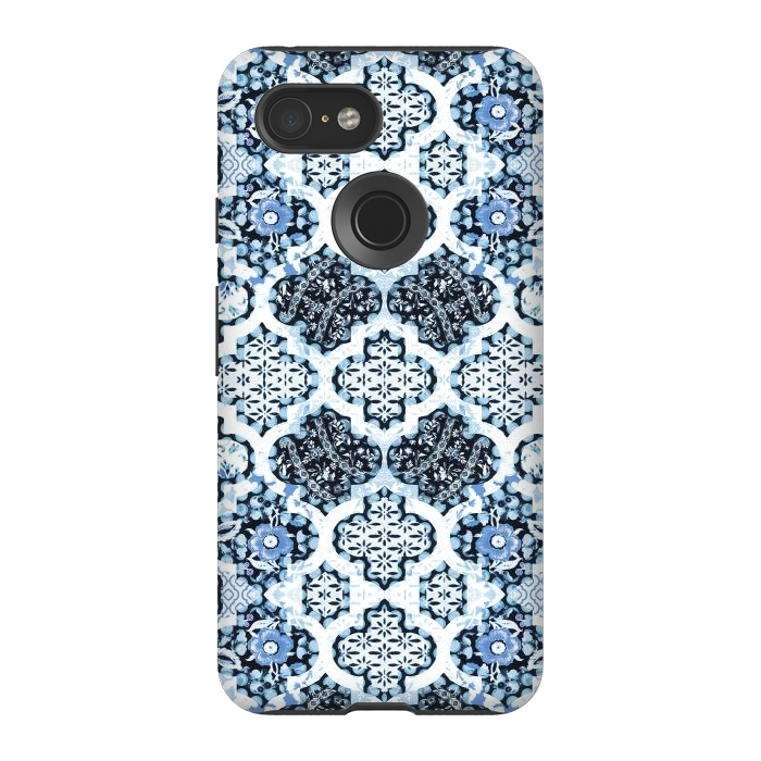 Pixel 3 StrongFit Blue white Moroccan decorative mosaic by Oana 