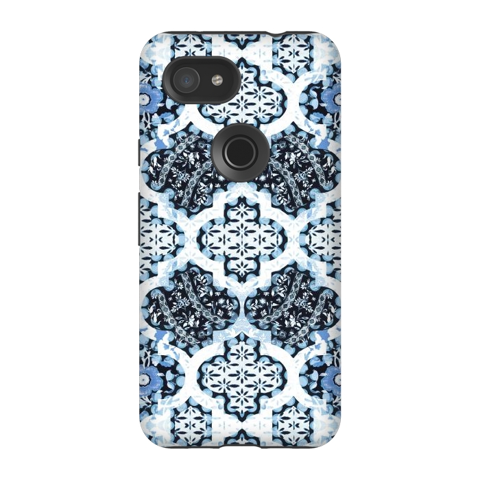 Pixel 3A StrongFit Blue white Moroccan decorative mosaic by Oana 
