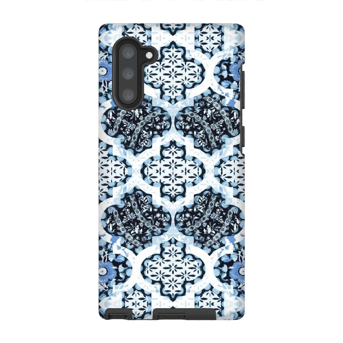 Galaxy Note 10 StrongFit Blue white Moroccan decorative mosaic by Oana 