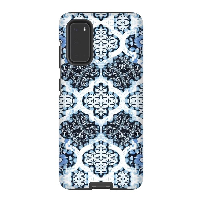 Galaxy S20 StrongFit Blue white Moroccan decorative mosaic by Oana 