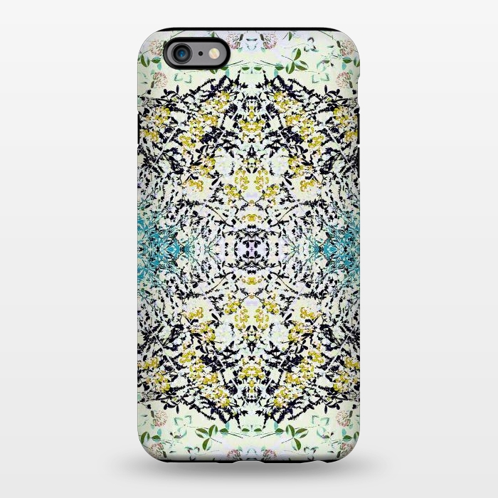 iPhone 6/6s plus StrongFit Yellow blue ditsy flowers and leaves pattern by Oana 