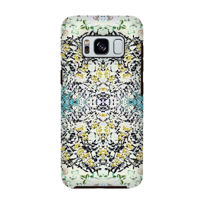 Galaxy S8 StrongFit Yellow blue ditsy flowers and leaves pattern by Oana 